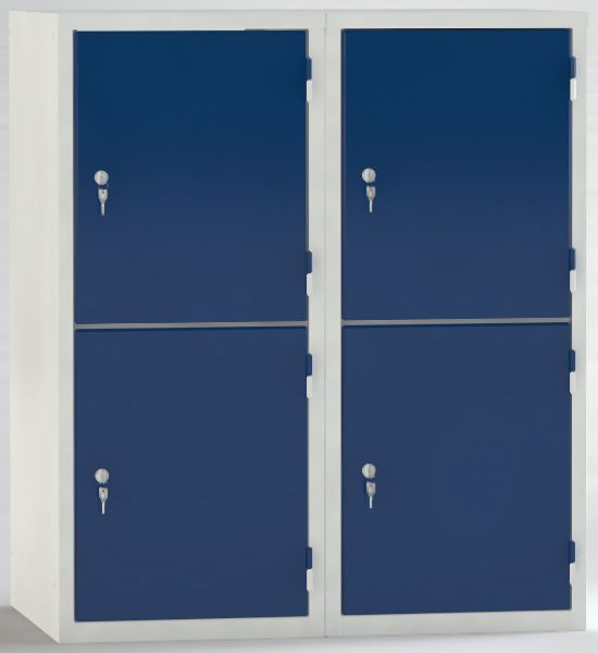 KLW Wertfachschrank 1000x800x500mm, 2x2 Abteile, Innenmaße 445x370x480mm, Belüftung, Zylinderschloss mit 2 Schlüsseln je Tür, 08/87S-2v2h