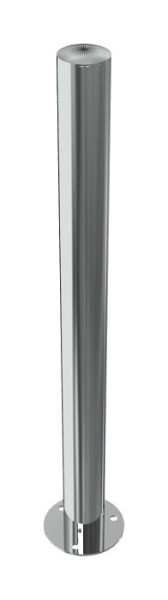 Schake Edelstahlpfosten Ø 76 mm ohne Ziernut, ortsfest, für Dübel Befestigung mit Bodenplatte Ø 150 x 5 mm, ohne Verschluss, ohne Öse, 4072P