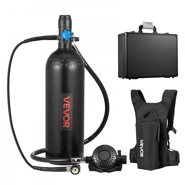 VEVOR 2L Mini-Tauchflasche, Tragbare Lungenflasche für 35 Min. Unterwasseratmung, Tauchausrüstung inkl. Rucksack & Tasche, QSYQP19L1GYQS6S8N001V0