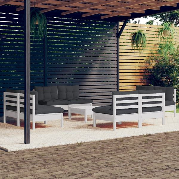 vidaXL 9-teilig Garten-Lounge-Set mit Anthrazit Kissen Kiefernholz, 3096047