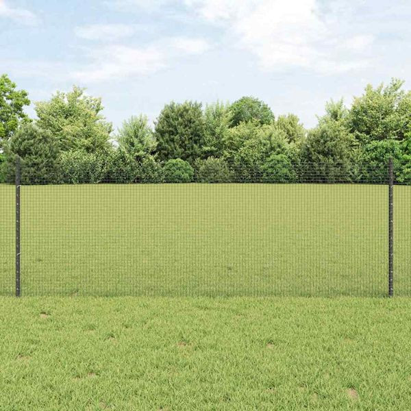 vidaXL Zaun mit Pfosten Grau 0,8 x 10 m Stahl und PVC, 3336559