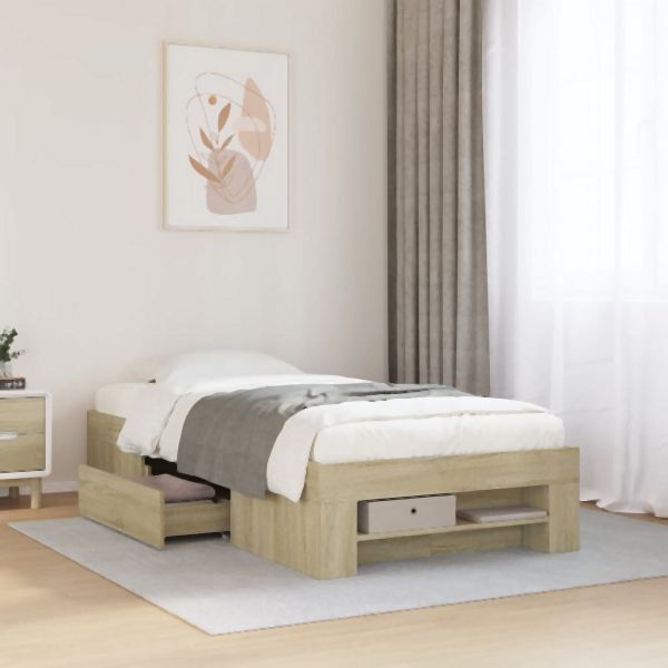 vidaXL Bettgestell ohne Matratze Sonoma-Eiche 90x190 cm Holzwerkstoff, 3295522