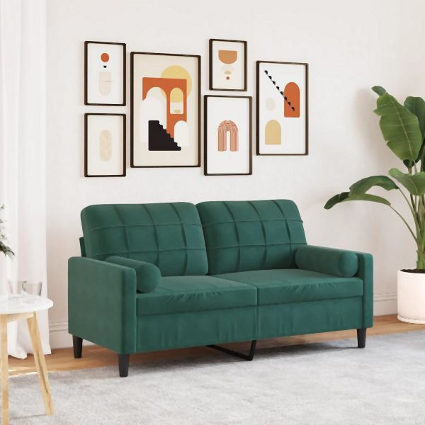 vidaXL 2-Sitzer-Sofa mit Zierkissen Dunkelgrün 140 cm Samt, 3278221