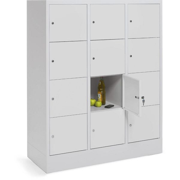 Deskin Schließfachschrank CLASSIC mit glatten Türen, Korpus lichtgrau, Türen lichtgrau, H 1518 x B 1200 x T 500 mm, 264161