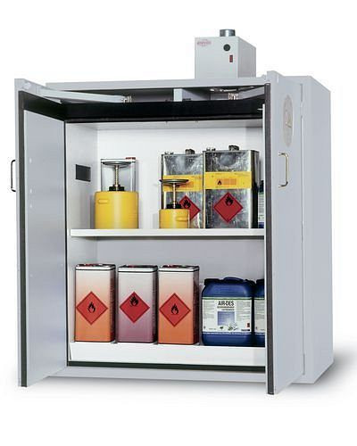 asecos Feuerbeständiger Gefahrstoffschrank G 1200-F mit Flügeltüren, grau, 208513