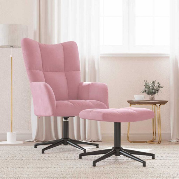 vidaXL Relaxsessel mit Hocker Rosa Samt, 328110, 8720286424810