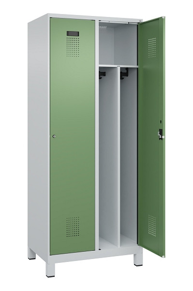 C+P Spind Evolo PLUS, mit Füßen, 2 Abteile, 1950x800x500mm, 7035/6011, Verschluss Zylinderschloss, 049010-22F S10037
