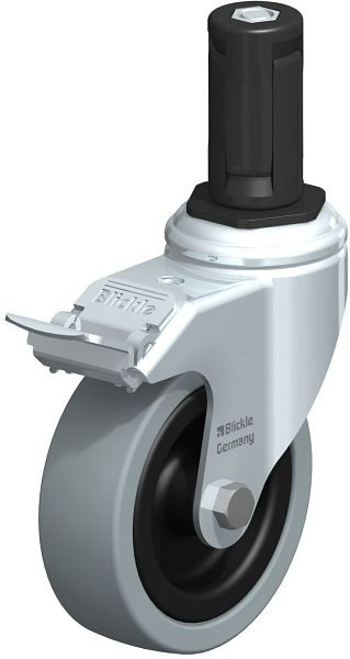 Blickle LKRA-VPA 101G-11-FI-ER14 Apparate-Lenkrolle mit Expander & Feststeller, Vollgummi, Grau, 848186