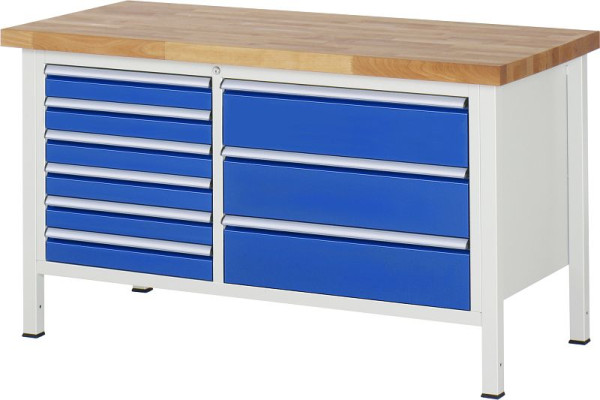 RAU Werkbank Serie 8000 - Modell 8653, B1500 x T700 x H840 mm, Systemunterbau B1425 x T650 x H800 mm, 03-8653A2-157B4S.11