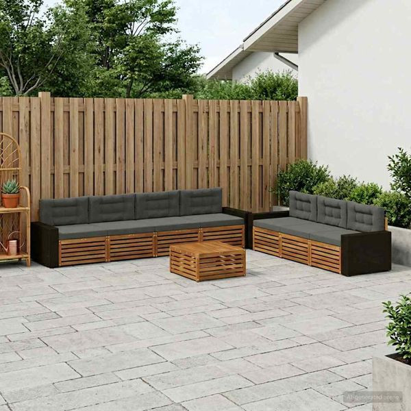 vidaXL Outdoor-Sofagarnitur 8-teilig Natur und Anthrazit 79 x 79 x 37 cm, 3383125