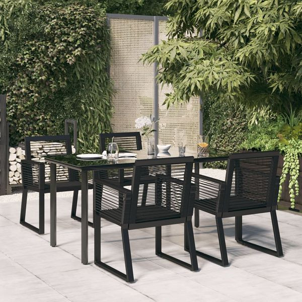 vidaXL 5-teilig Garten-Essgruppe Schwarz PVC Rattan, 3156544