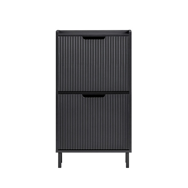 SoBuy Schuhschrank mit 2 Türen 50x19x90 cm, Modern schwarz, FSR177-SCH