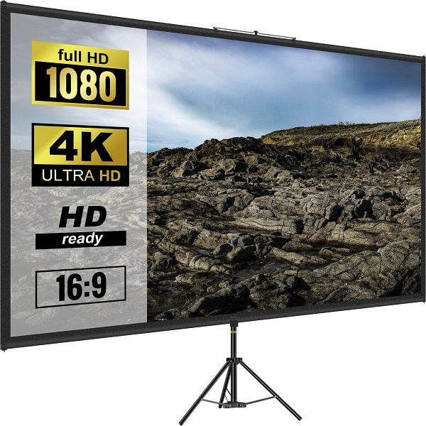 VEVOR 16:9 Beamer Leinwand mit Stativ 4K HD, Projektionsfläche 160 x 95 cm, TYPMDZCY70169BAL0V0