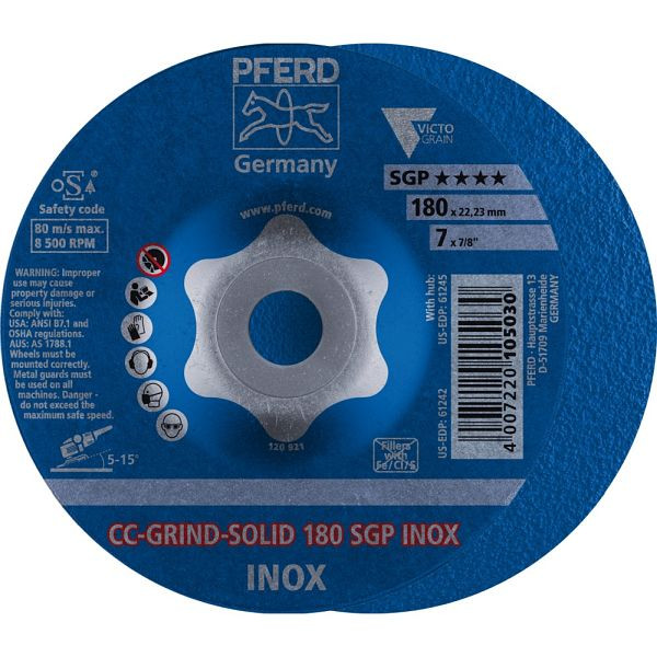 Pferd CC-GRIND-Schleifscheibe CC-GRIND-SOLID 125 SGP INOX, VE: 10 Stück, 64189125