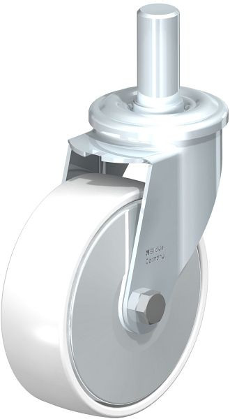 Blickle LEZ-PO 150G-27-FA Stahlblech-Lenkrolle mit Zapfen, Polyamid, Weiß, 749836