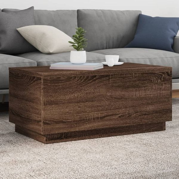 vidaXL Couchtisch mit LED-Leuchten Braun Eichen-Optik 90x50x40 cm, 839881