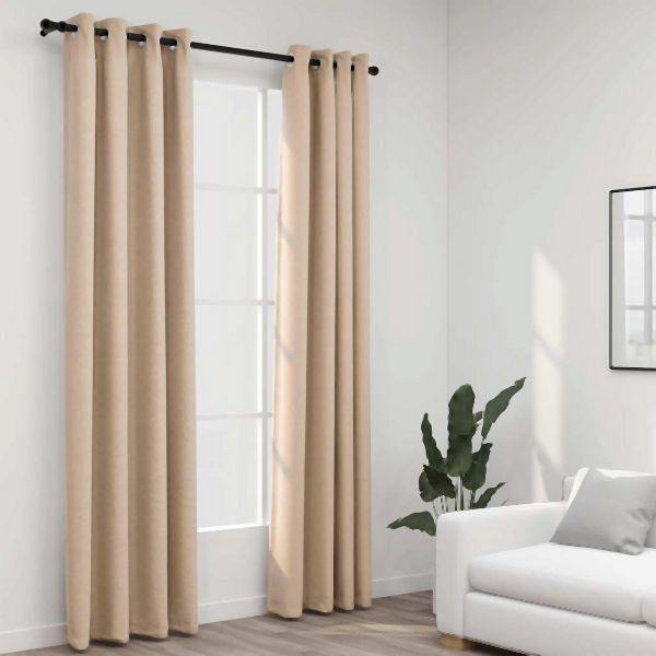 vidaXL Verdunkelungsvorhänge 2 Stück Ösen Leinenoptik Beige 140x225 cm, 321209