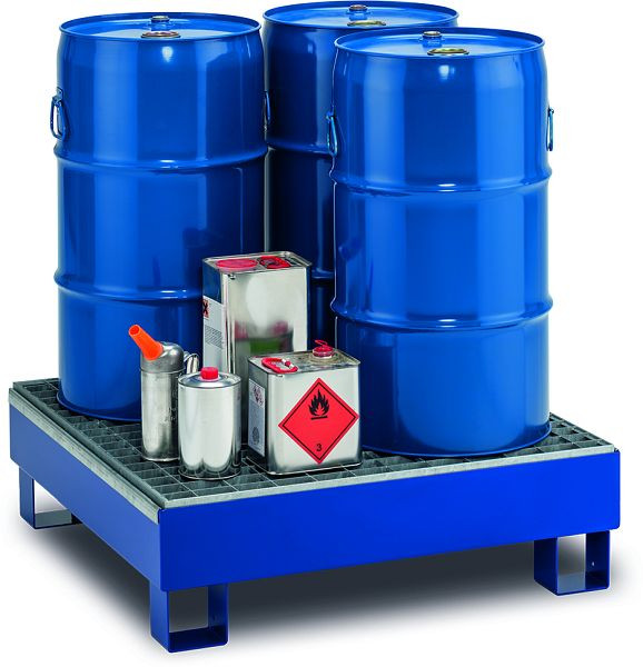 Cemo Auffangwanne Typ SW65/4, lackiert, mit Gitterrost, 4 Fässer, 11479