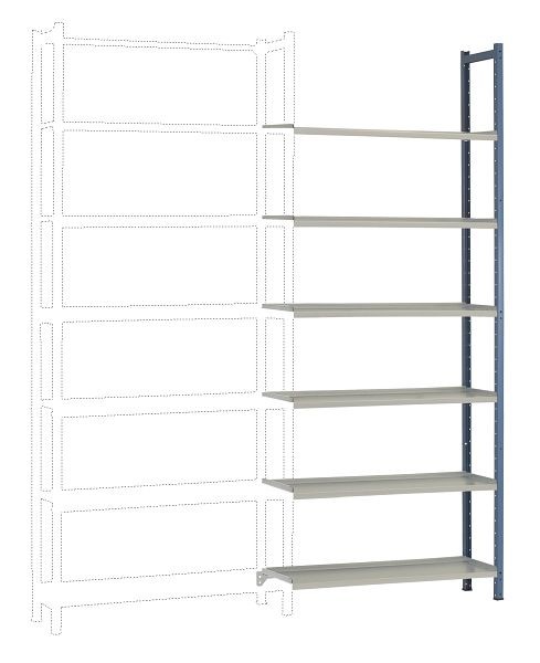Manuflex Archiv-Anbauregal mit 6 Stahlböden, HxBxT = 2250 x 930 x 300 mm, RA2214.5007