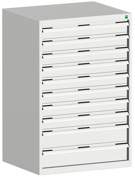 bott cubio Schubladenschrank bestückt mit 10 Schubladen BxTxH: 800 x 750 x 1200 mm, RAL 7035, 40028037.16V