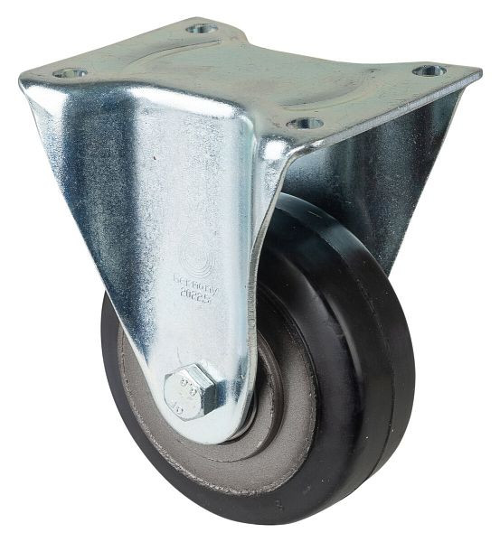 BS Rollen Schwerlastrolle, Bockrolle, Rad-Breite 50 mm, Rad-Ø 125 mm, Tragfähigkeit 275 kg, Elastik-Reifen schwarz, Guss, Kugellager, L610.B81.125