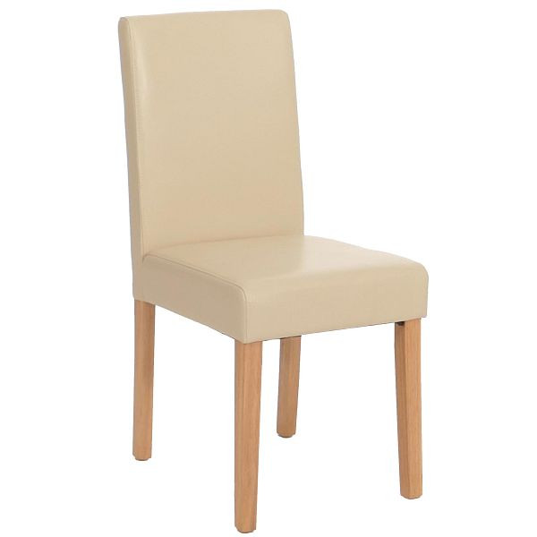 Mendler Esszimmerstuhl Littau, Küchenstuhl Stuhl, Leder, creme, helle Beine, 74366