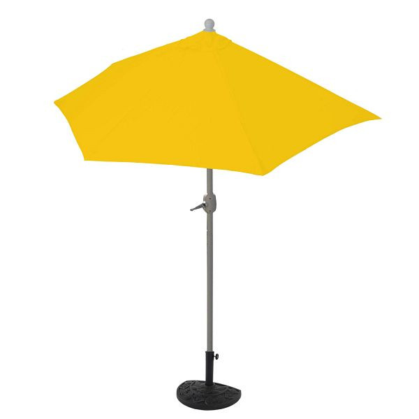 Mendler Sonnenschirm halbrund Parla, Halbschirm Balkonschirm, UV 50+ Polyester/Alu 3kg, 300cm gelb mit Ständer, 97736+35128