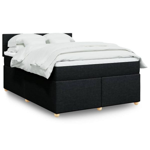 vidaXL Boxspringbett mit Matratze Schwarz 140x200 cm Stoff, 3286705