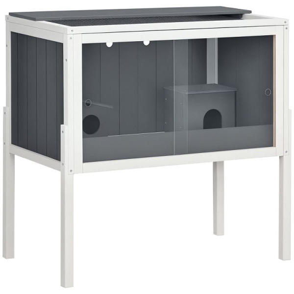 PawHut Hamsterkäfig, 3000 cm² Zwerghamsterkäfig aus Holz und Metall, mit 2 Hütten, Acrylschiebetüren, D51-337V00CG