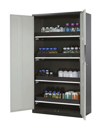 asecos Chemikalienschrank Systema-T CS-104, Korpus anthrazit, grau, inkl. 4 Tablarauszüge, 202614
