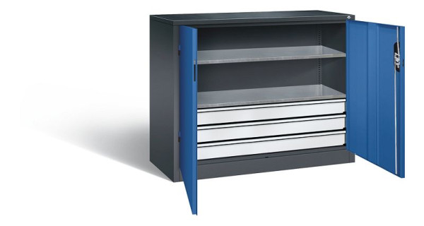 C+P Werkzeugschrank Acurado, H1000xB1200xT500mm, Farbe: Schwarzgrau / Enzianblau, Muldengriff, 8831-5035 S10177