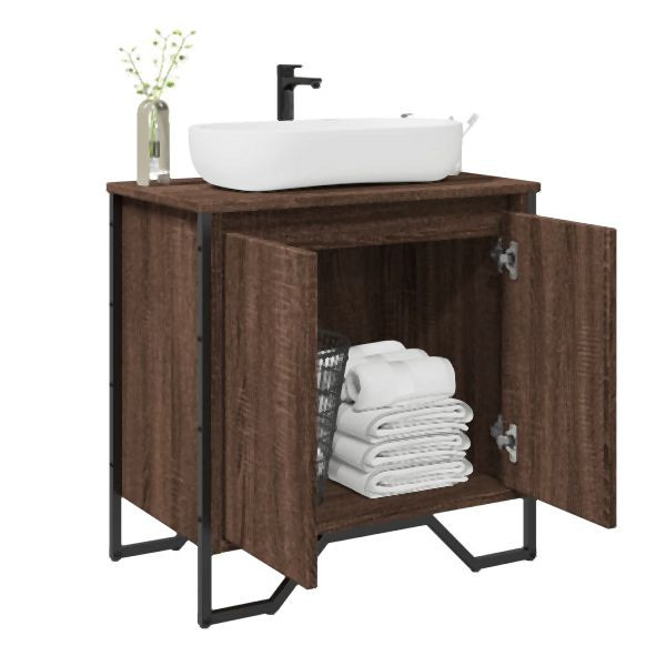 vidaXL Waschbeckenunterschrank Braun Eichen-Optik 60x35x60 cm, 848658