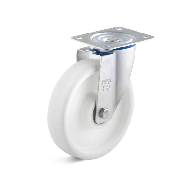 Torwegge Polypropylen Lenkrolle, Tragfähigkeit 150 kg, Rad-Ø 80 mm, Radbreite 35 mm, Bauhöhe Gehäuse 60 mm, Gesamtbauhöhe 100 mm, 0029998