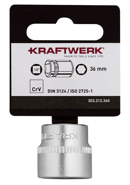 Kraftwerk BASIC LINE 1/2" Steckschlüsseleinsatz 36 mm mit Hänger, 303.212.360