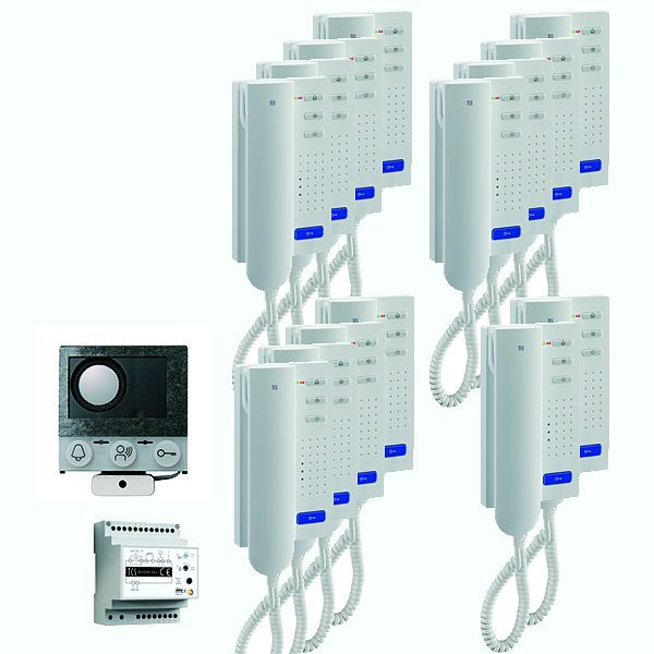 TCS audio:pack Einbau für 14 Wohneinheiten, mit Einbaulautsprecher ASI12000 + 14 x Türtelefon ISH3030 + Steuergerät BVS20, PAIH140/004