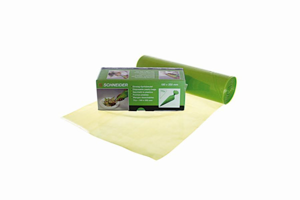 Schneider EW-Spritzbeutel, ECO, geschlossene Spitze, 350 x 195 mm, 70 µ, gerollt, Farbe grün, VE: 100 Stück/Box, 391800