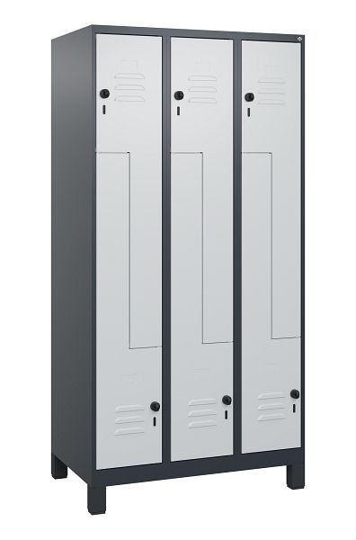 C+P Z-Spind Classic PLUS, Füße, 6 Abteile, 1800x900x500mm, 7016/7035, Drehriegel, 0800137-306 S10013