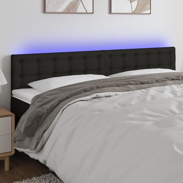 vidaXL LED Kopfteil Schwarz 160x5x78/88 cm Stoff, 3122054