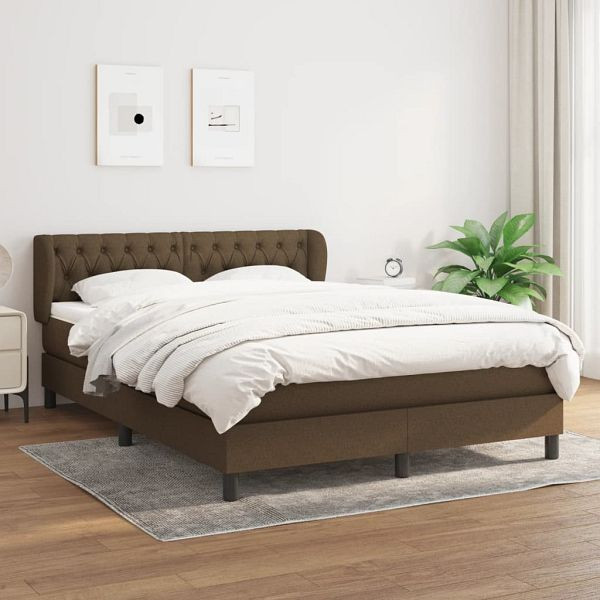 vidaXL Boxspringbett mit Matratze Dunkelbraun 140x200 cm Stoff, 3126488