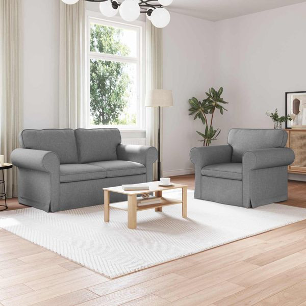 vidaXL Sofa 120cm 2 pcs Hellgrau Metall, 3407486, 8721364373730