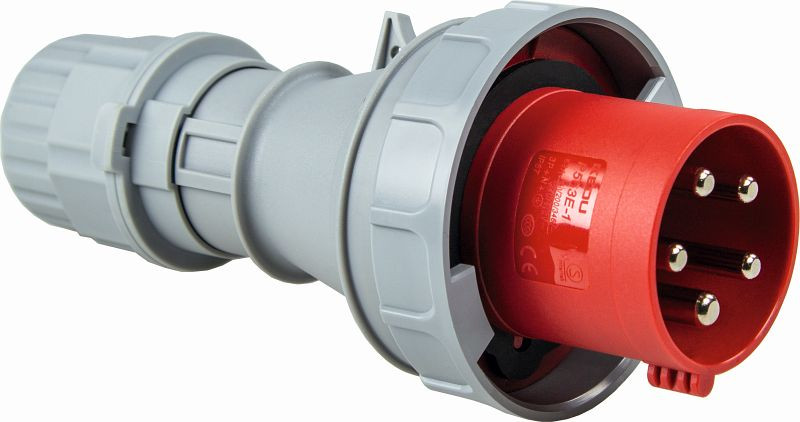 as-Schwabe CEE-Stecker 400V/63A, rot mit Schraubanschlüssen, 400V/63A/5polig/6h, 60423