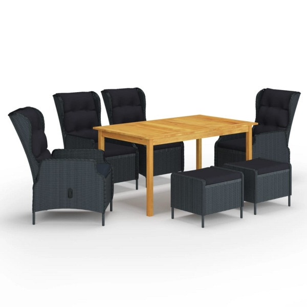 vidaXL 7-tlg. Garten-Essgruppe Dunkelgrau, Polyester, 3067844