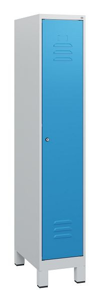 C+P Umkleidespind Classic PLUS, Füße, 1630x300x500mm, 7035/5012, Zylinderschloss, 0800105-10 S10019
