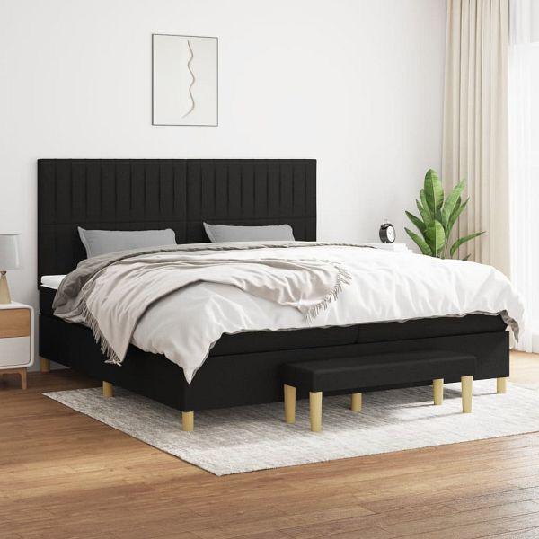 vidaXL Boxspringbett mit Matratze Schwarz 200x200 cm Stoff, 3137343