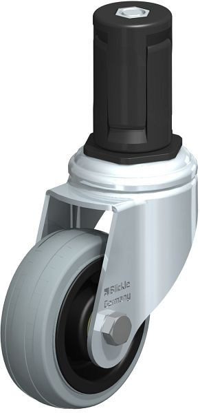 Blickle LKRA-VPA 80K-11-ER15 Apparate-Lenkrolle mit Expander, Vollgummi, Grau, 848136
