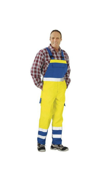 Planam Major Protect Warn Latzhose, warngelb/kornblumenblau, Größe 110, 5232110