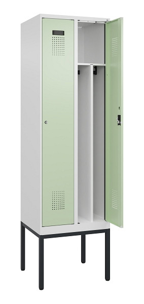 C+P Spind Evolo PLUS, Gestell, 2 Abteile, 2120x600x500mm, 9016/6019, Verschluss Zylinderschloss, 0490307-20F S10046