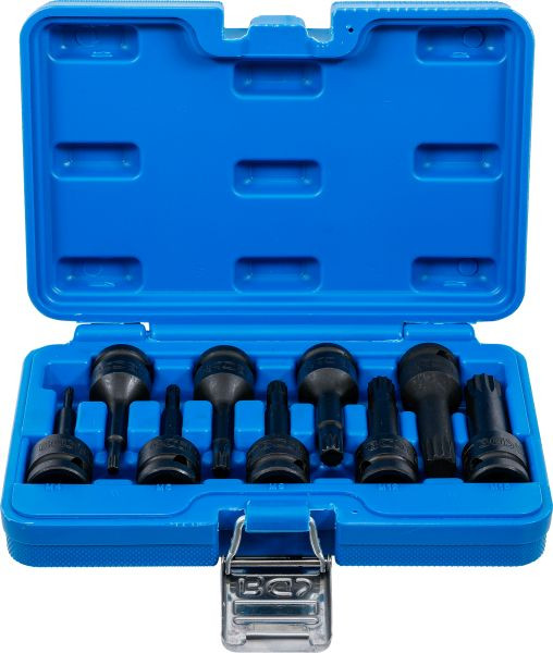BGS Kraft-Bit-Einsatz-Satz, Antrieb Innenvierkant 12,5 mm (1/2"), Innenvielzahn (für XZN) M4 - M16, 9-teilig, 5482