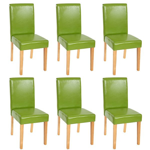 Mendler 6er-Set Esszimmerstuhl Stuhl Küchenstuhl Littau, Kunstleder, grün, helle Beine, 33686+33700