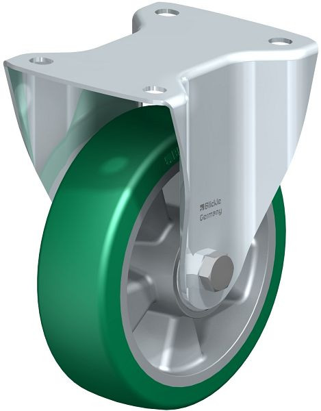 Blickle B-ALST 160K Stahlblech-Bockrolle, mittelschwere Ausführung, mit Anschraubplatte, Blickle Softhane®, Grün, 579383